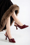 Julia Burgundy Patent Leather Women's Sports Bow Shoes Stiletto Heel U - 5