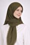 Khaki Green Flared Cotton Writing, Flat Flared Scarf, Cotton Flared Scarf Khaki Green - 2