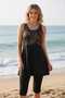 Women's Tights and Dress, Below the Knee Swimsuit, Attached Chest Pad Inside, Leopard Print Available - 5