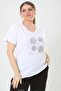 Large Size V-Neck Front Jewelled T-Shirt - 6