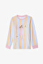 Light Blue Girls Ballet Striped Long Sleeve Pajamas Set - 2
