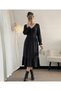 Women's Knitwear V-Neck Long Sleeve Wool Viscose Midi Length Dress-Anthracite