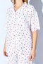 White Collar Shirt and Pocket Detailed Shorts Muslin Heart Pattern Washable Shorts Set I Mks181373 - 5