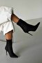 Eleganza Black Suede 10 cm Women's Boots & Bootie, High Heels Suede - 3