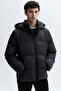 Men's Black Quilted Hooded Puffer Coat