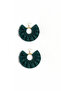 Women's Gold Color Hoop Dangle Earrings – Dark Green Fabric Beaded Design