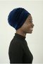 Velvet Cardigan Lined Navy Blue Ready-To-Wear Turban Hijab Cap Suitable for Medical Use - 8