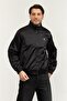 Men Black Padded Zip Mock Neck Jacket - 2