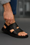 Men's Genuine Leather Casual Black Sandals - 3