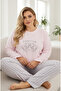 Pink Striped Embroidered Plus Size Fleece Winter Knitted Pajamas Set