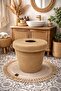 Modern Trash Can with Jute Straw Lid, Shoe Basket, Sock Basket, Paper Trash Basket. Decorative Basket. - 4