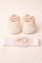 Shiny Pearl Shoes/Booties with Bow Detail-Hair Band Set Baby Gift (10 cm) - 8