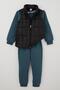 Donino Boy's Tracksuit Set Lettering Printed Square Micro Vest Set 2-5 Years Old, Indigo - 4