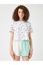 Women's White Patterned T-Shirt - 3
