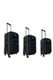 With Safety Straps - Waterproof Fabric - 4 Wheels - with Bellows - Very Lightweight - 3 Piece Suitcase Set - 4