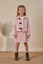 Girl's Tweed Jacket with Skirt 3-Piece Top and Bottom Set Pink