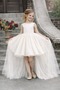 Girls' Front Short Back Long Tail Detailed Ecru Prom, Party & Graduation Dress