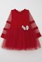 Girls' Long Sleeve Dress Sleeves Tulle with Bow Accessories Tulle 5-10 Years, Red - 6