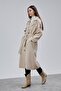 Women's Mink Oversize Trench Coat – Lined Long Double-Breasted Belted Trench Coat with Double Pockets | - 6