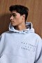 Men's Text Printed Grammage Urban Hoodie Gray - 2