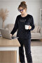 I Love You Printed Velvet Women's Pajama Set - 3