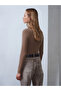 10841 Mock Neck Cashmere Blended Knitwear Sweater-Dark Mink - 2