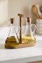 Set of 2 Glass Olive Oil and Vegetable Oil Bottles with Bamboo Stand, 250 ml – 8617005S C1-1-289