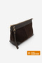 Women's Genuine Leather Clutch Portfolio Handbag Endoz Brown Suede - 2