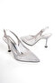 Women's Mesh Stone Style Heeled Evening Dress Shoes and Bag Set - 3