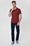 Twins Men's 100% Cotton Polo Collar T-Shirt Claret Red - 2
