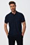 Newpine Men's 100% Cotton Polo Collar T-Shirt Navy Blue - 2
