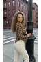 Leopard Long Sleeve Asymmetrical Neck Draped Side Tie Transitional Blouse Top - 4