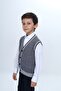 Boy's V-Neck Buttoned Knit Vest - Diagonal Patterned - 2