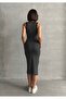 Women's Black Striped Sleeveless Stretch Dress - 5