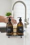 Set of 2 Amber Glass Soap Dispensers 500 ml with Black Metal Stand, Not Affected by Water, with Labels - 6