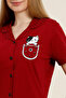 Women's Red Plus Size Seasonal Front Buttoned Pajama Set - 7
