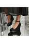 Black Skin Wedge Sole Evening Dress Women's Shoes - 5