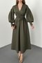 Khaki Rose Detailed Scuba Dress - 4