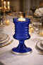 Blue Glass Vase and Candle Holder with Stand – Multi-Purpose Decorative Glass Candlestick - 3