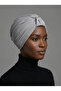 Crystal Butterfly Stone Embroidered Ribbed Lined Light Gray Ready-Made Turban Hijab Evening Dress Bonnet - 7