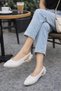Women's Woven Side-Open Back-Bow Ballet Flats House and Outdoor Shoes - 5
