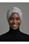 Crystal Butterfly Stone Embroidered Ribbed Lined Light Gray Ready-Made Turban Hijab Evening Dress Bonnet - 8