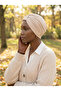Crystal Butterfly Stone Embroidered Ribbed Lined Beige Ready-Made Turban Hijab Evening Dress Bonnet - 7
