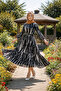 Women's Pattered Loose Model Button Detail Dress - 3