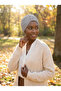 Crystal Butterfly Stone Embroidered Ribbed Lined Light Gray Ready-Made Turban Hijab Evening Dress Bonnet - 3