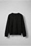 Men's Oversized Limited Written Knitwear Sweater Black - 2