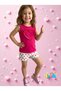Girl's Double Summer Suit Heart Embroidered Fuchsia Sleeveless T-Shirt Shorts Suit - 3