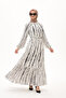 Women's Pattered Loose Model Button Detail Dress - 6