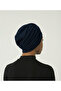 Cross Fukuro Glitter Lined Navy Blue Ready-made Hijab Hijab Evening Dress Bonnet - 5