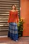 Navy Blue Color Ethnic Patterned Wrapped Skirt - 3
